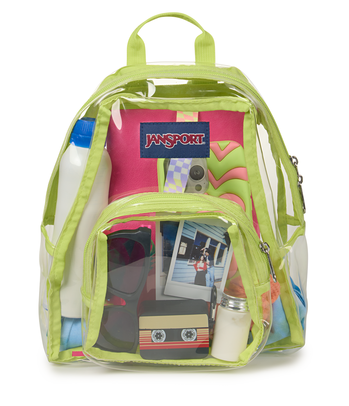 jansport arm mini backpack Break The Half Pint has adjustable shoulder straps to suit kids comfort and growth and is made with a web haul handle for easy transport JanSport Half Pint Mini Backpack
