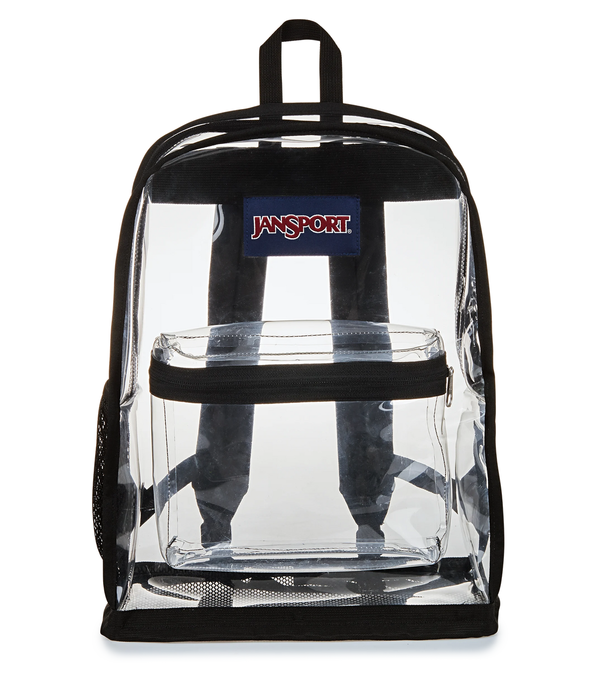 clear backpacks jansport Pack 25.5L Transparent Backpack, Large Main Compartment, Side Water Bottle Pocket, Front Zippered Pocket, Mesh Bottom Panel, Clear Its made for days when you want simple storage JanSport Mini Pack - Lightweight