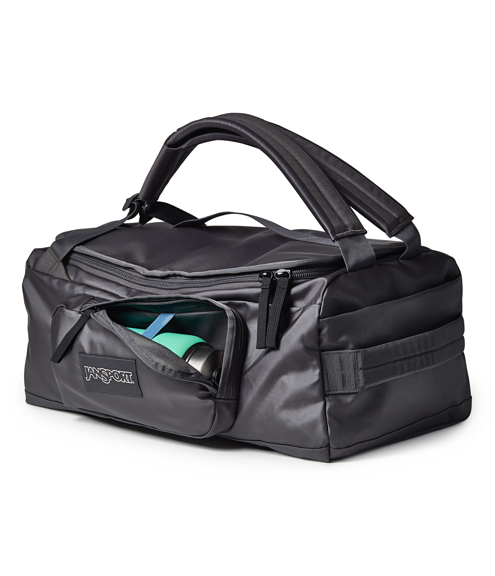 duffle bag jansport Weekender Mini Duffel (5L) - Travel or Gym Bag, Durable Weekender with Side Grab Handles - Black Sling it over your shoulder or wear it as a backpack JanSport Good Latitude Convertible Duffel